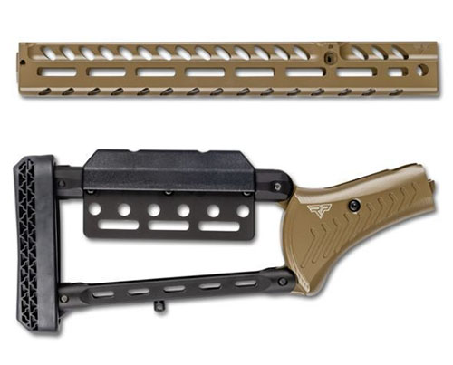 Rossi 95 M-LOK Lever Stock Set (FDE) erbjuder en robust och anpassningsbar lösning med M-LOK handguard, justerbart kolv och lättviktsdesign.